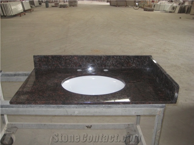 Tan Brown Granite Bath Countertop with Wash Basins