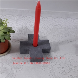 Cross Shape Grey Marble Candle Holders