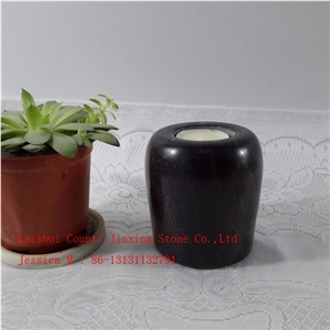 Cylinder Shape Stone Tealight Candle Holder /Black Marble T Light Candle Holder