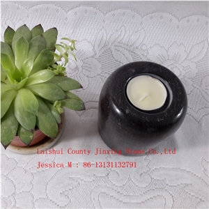 Cylinder Shape Stone Tealight Candle Holder /Black Marble T Light Candle Holder