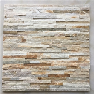 Decorative Wall Culture Stone White Quartzite Stone Panel 15*60*1.5-2.5cm
