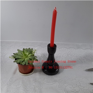 Natural Black Marble Pillar Candle Holder