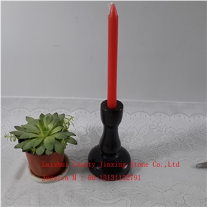 Natural Black Marble Pillar Candle Holder