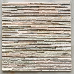 Pink Quartzite China Wall Panel Nature Culture Stone/Stacked Stone/Veneer 60x15cm Rectangle
