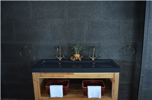 China Black Granite Polished Bath Top Bathroom Sink Wash Basin