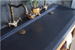 China Black Granite Polished Bath Top Bathroom Sink Wash Basin