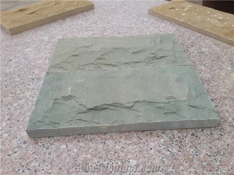 China Green Sandstone Verde Pista Cleft Split Natural Palisade