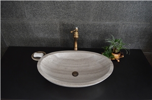 China Grey Wood Vein Ashdown Marble Polished Washbowl Washbasin Bathroom Sink