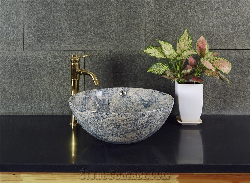 China Juparana Grey Granite Kitchen Sinks,Bathroom Basins,Bowls,Wash Basins,Vessel Sinks,Round Sinks