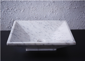 White Marble Bianco Carrara Bathroom Basin Wash Sink