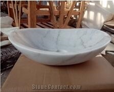 White Marble Bianco Carrara Bathroom Basin Wash Sink
