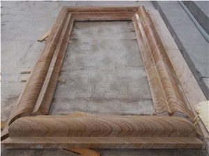 China Yellow Wood Vein Sandstone Window Sills Surround Frame Door Surround Frame Arch