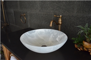 White Onyx Polished Wash Basin Washbowl Bathroom Sink