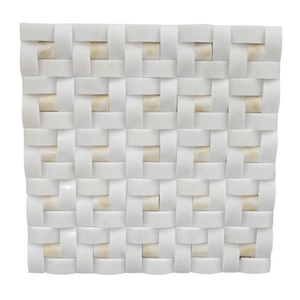 White Wood Vein Marble Mosaic Polished Tumbled Basketweave Mosaic Kitchen Bathroom Wall Mosaic