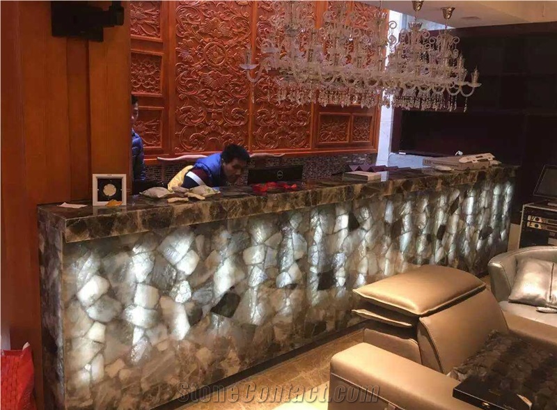 Semi Precious Nature Stone High Quality Reception Desk for Hotel, Luxious House, Bar Family