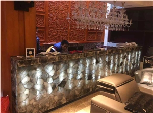 Semi Precious Nature Stone High Quality Reception Desk for Hotel, Luxious House, Bar Family