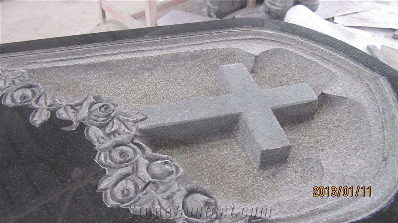 Shanxi Black Carved Cross Inside Monument