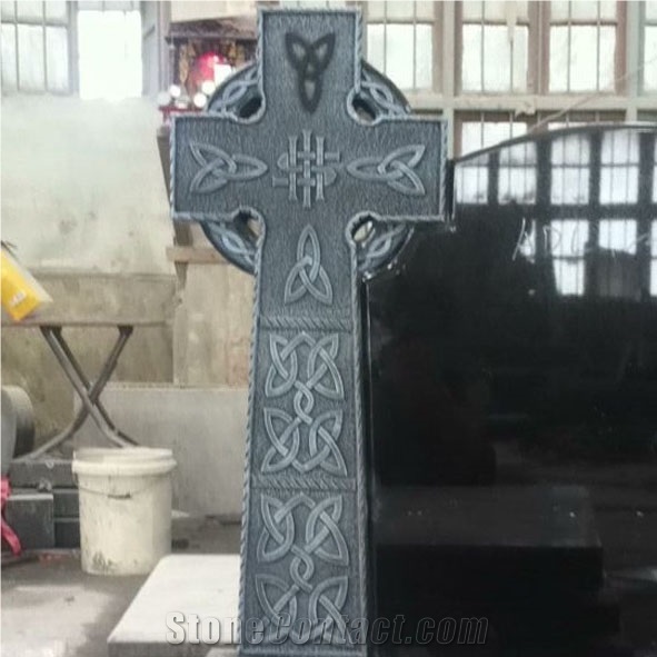 Shanxi Black Granite Boyne Cross Headstone and Monument