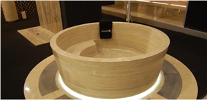 Travertino Di Rapolano Carved Solid Bath Tubs, Beige Travertine Bathtubs