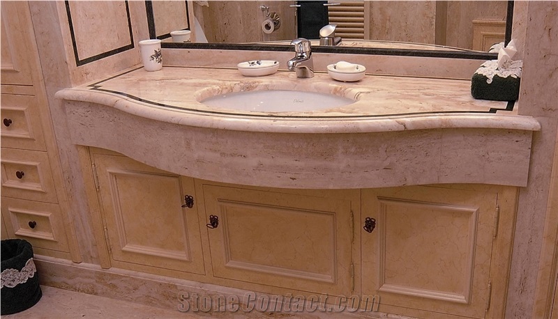 Travertino Romano Classico Bath Vanity Tops, Beige Travertine Bath Tops