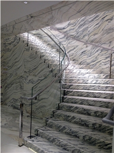 White Fantastico Marble Stairway and Wall Furnishing with Lightweight Honeycomb Panels