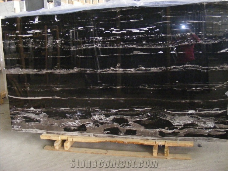 Silver Dragon Marble Tiles & Slabs, Black Polished Marble Flooring Tiles, Wall Covering Tiles