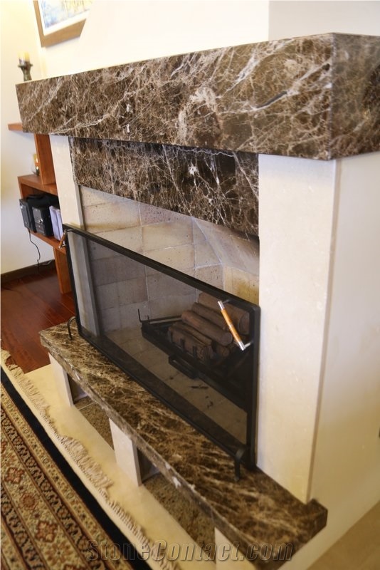 Marrom Imperial Marble Fireplace