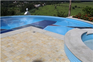 Sao Tome Quartzite Pool Terrace Pavers, Branco Itaunas Granite Pool Coping