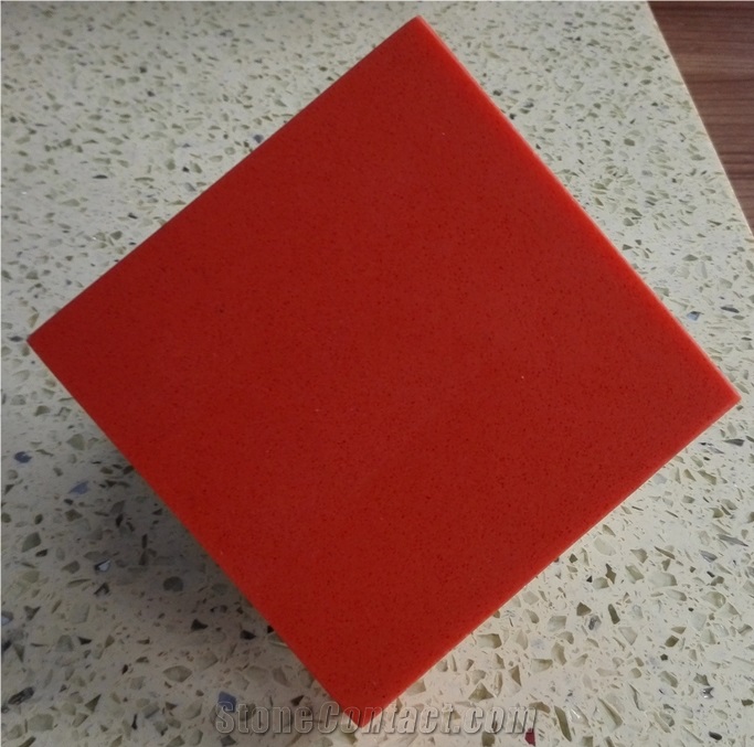 Pure Red Artificial Quartz Slab