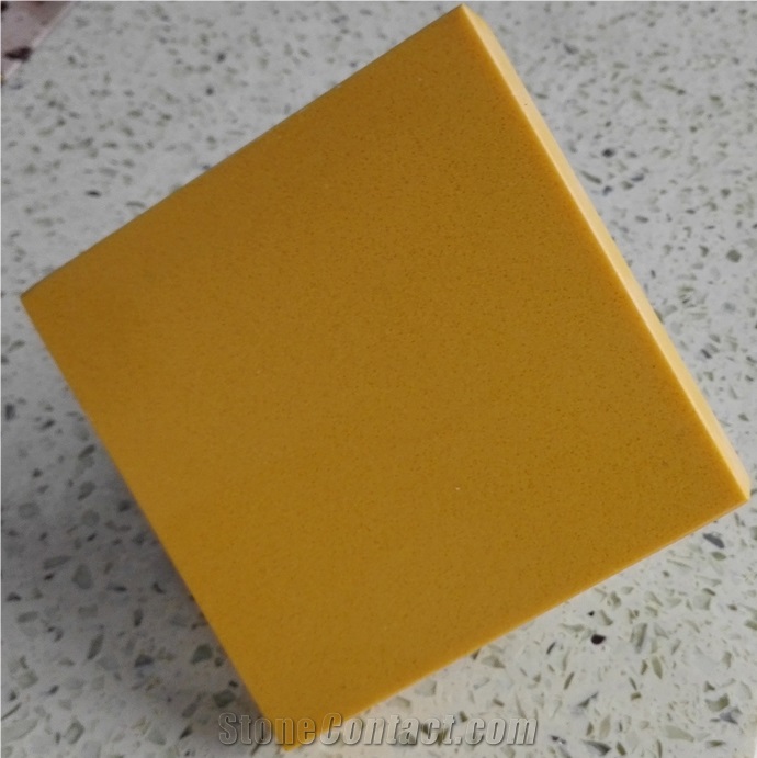 Pure Yellow Artificial Quartz Stone Slab & Tile Engineered Stone