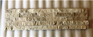 Ivory Travertine Splitface Panel 6x24, Beige Travertine Cultured Stone, Wall Cladding