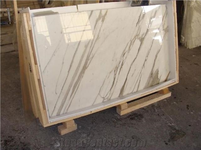 Calacatta Marble Tiles & Slabs, White Polished Marble Flooring Tiles, Wall Covering Tiles