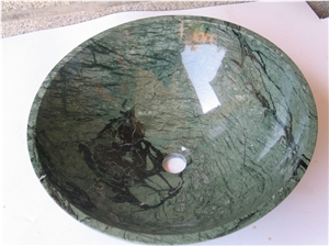 Natural Stone Green Agate Marble Bathroom Wash Sinks, Kitchen Vessel Round Basins, Green Marble Round Sink, Outdoor & Indoor Polished Surface Wash Bowls Oval Basins