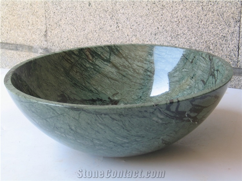 Natural Stone Green Agate Marble Bathroom Wash Sinks, Kitchen Vessel Round Basins, Green Marble Round Sink, Outdoor & Indoor Polished Surface Wash Bowls Oval Basins