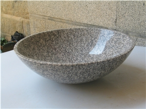 Natural Stone Somon Granite Bathroom Wash Sinks, Kitchen Vessel Round Basins, Natural Granite Round Sink, Outdoor & Indoor Polished Surface Wash Bowls Oval Basins