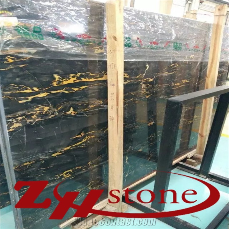 Polished Good Quality Original Nero Portoro/ Black Portoro/ Portoto Nero Giallo/ Portoro Macchia Grande Marble Tiles & Slabs/ Marble Wall Covering Tiles/ Marble Floor Covering Tiles