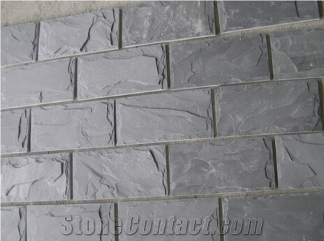 Cheap China Black Slate Natural Split Face Mushroom Stone&Panels,Mushroom Wall Cladding,Mushroomed Stone