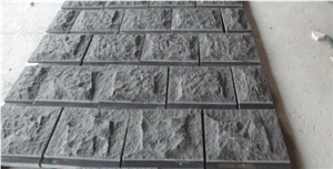 Cheap China Natural Split Face Black Granite Mushroom Stone&Panels,Shanxi Black Mushroom Wall Cladding,Mushroomed Stone