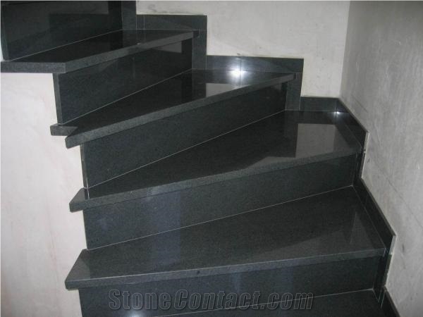 Cheap China Natural Stone Sesame Black G654 Granite Polished Step&Stair,Tread