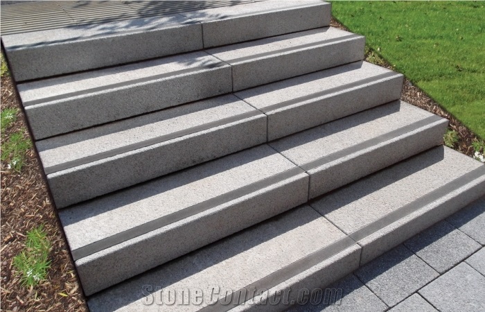 Cheap China Sesame Grey G603 Natural Stone Granite Flamed Step&Stair,Tread,Riser