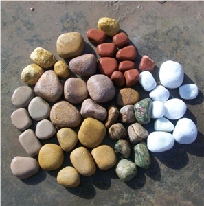 China Natural Honed Mutil Color Granite Pebble Stone,Cobbles,River Stobe