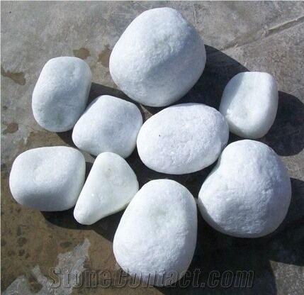 China Natural Honed Snow White Marble Pebble Stone,Cobbles,River Stobe