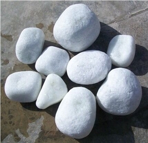 China Natural Honed Snow White Marble Pebble Stone,Cobbles,River Stobe