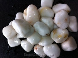 China Natural Polished White Marble Pebble Stone,Cobbles,River Stobe