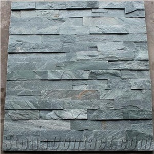 Green Quartzite Cultured Stone for Wall Cladding, Stacked Stone Veneer, Thin Stone Veneer, Ledge Stone