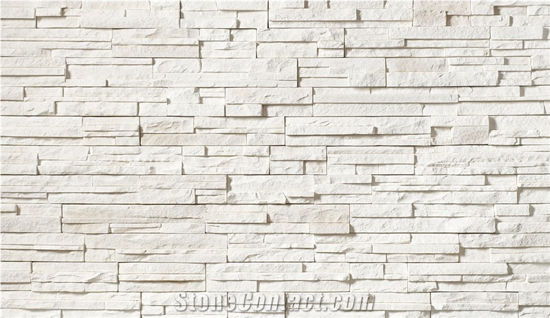 Pure Snow White Quartzite Cultured Stone for Wall Cladding, Stacked Stone Veneer, Thin Stone Veneer, Ledge Stone