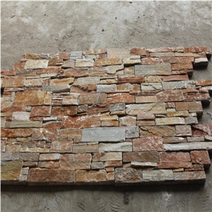 Rust Slate Cultured Stone For Wall Cladding, Stacked Stone Veneer, Thin Stone Veneer, Ledge Stone