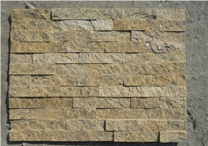Yellow Quartzite Cultured Stone for Wall Cladding, Stacked Stone Veneer, Thin Stone Veneer, Ledge Stone