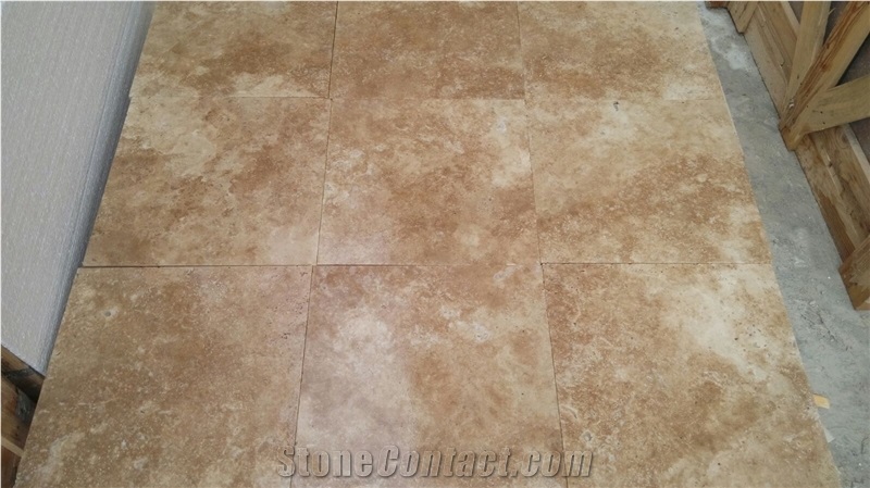 Toscana Travertine 40x40x3 cm Tiles, Ready Stock Immediate Shipment, Brown Travertine Flooring Tiles, Walling Tiles