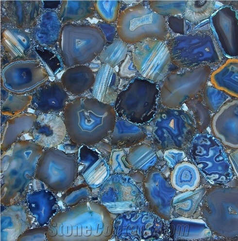Blue Agate Stone Semiprecious Stone Tiles